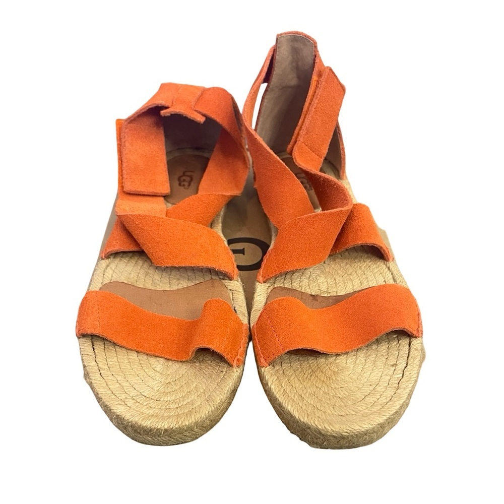 UGG Mila Suede Espadrille Sandals Orange Size 9 With Box